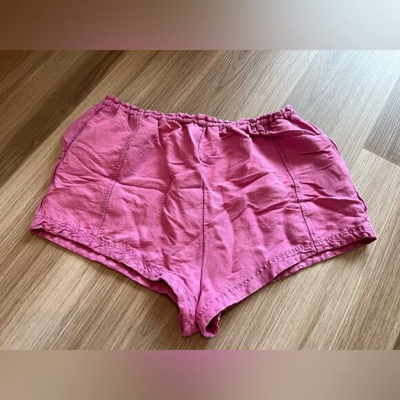 Free People Mirella Linen Blend Drawstring Shorts, Pink Plum, Size Medium - Picture 9 of 9
